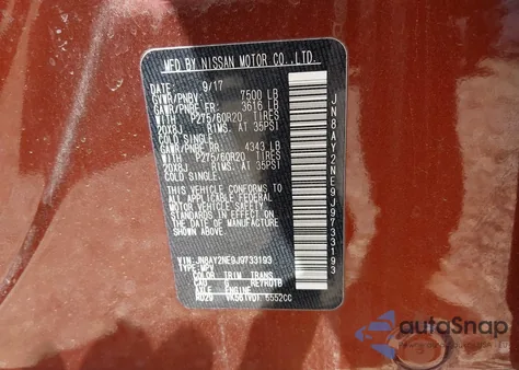 2018 Nissan Armada Platinum z USA, uszkodzony, nr VIN JN8AY2NE9J9733193